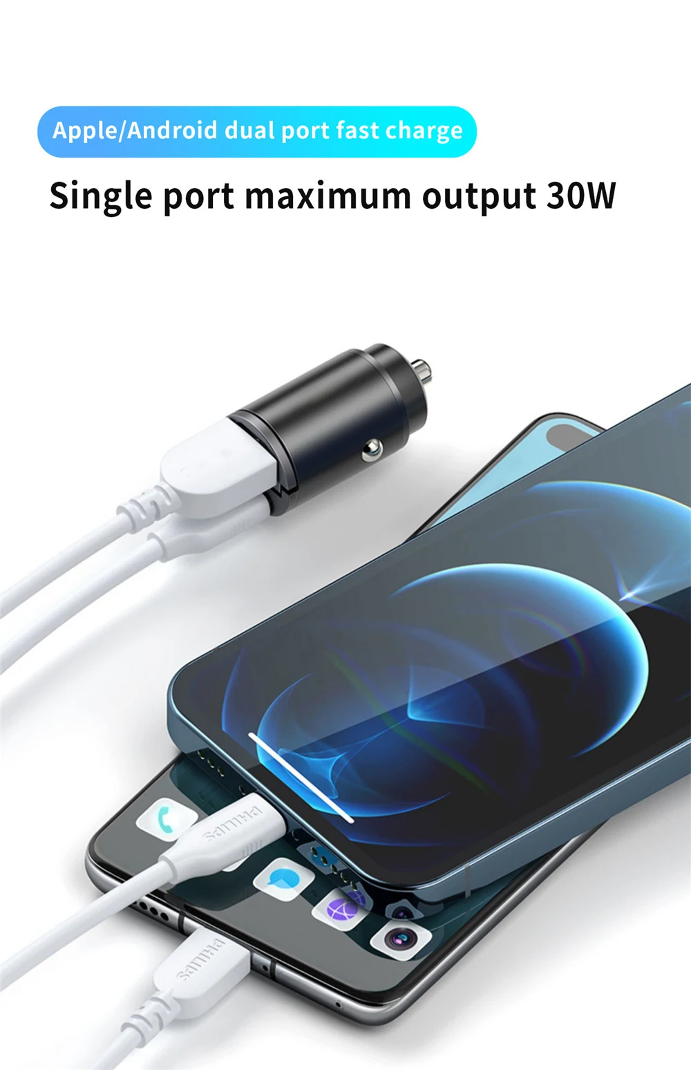 100W/200W QC3.0 PD Mini Car Charger 12-24V