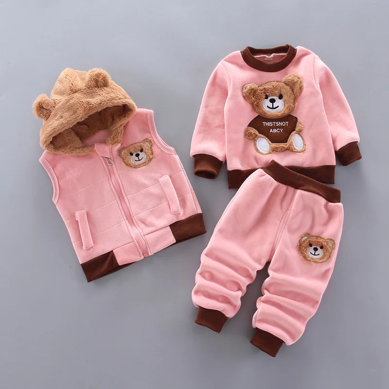 Baby Bear Thick Warm Hooded 3 Piece Outfits 0-4 Years Baby Bear Thick Warm Hooded 3 Piece Outfits 0-4 Years