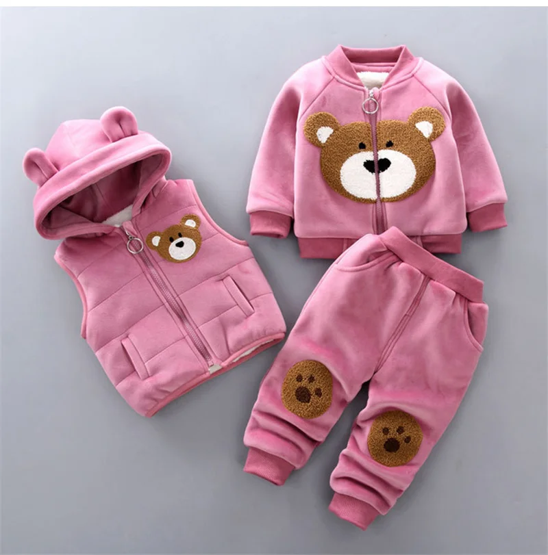 Baby Bear Thick Warm Hooded 3 Piece Outfits 0-4 Years - Image 2