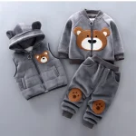 Baby Bear Thick Warm Hooded 3 Piece Outfits 0-4 Years