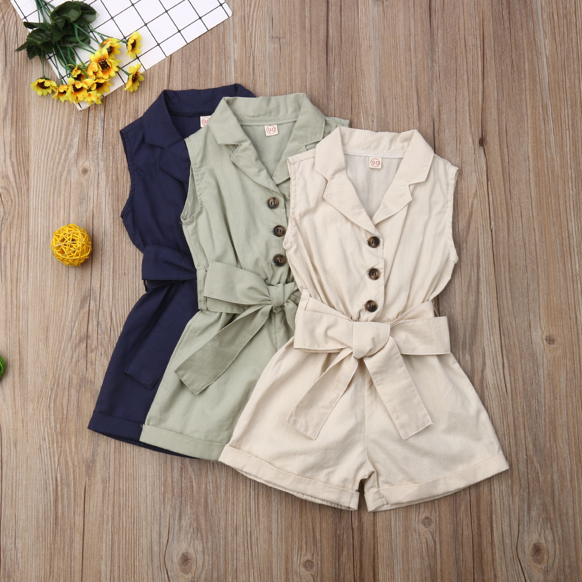 Girls Sleeveless Bow-tie Waist Outfits Girls Sleeveless Bow-tie Waist Outfits