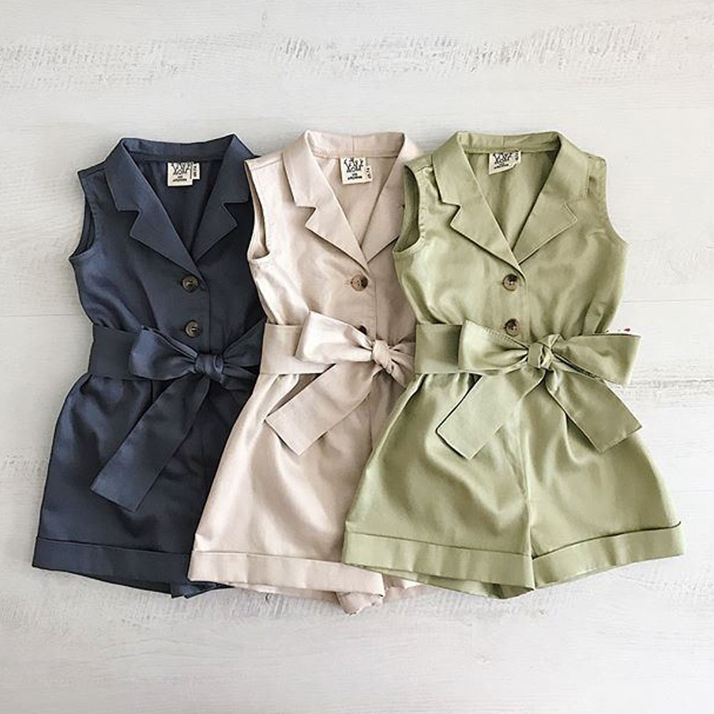 Girls Sleeveless Bow-tie Waist Outfits Girls Sleeveless Bow-tie Waist Outfits