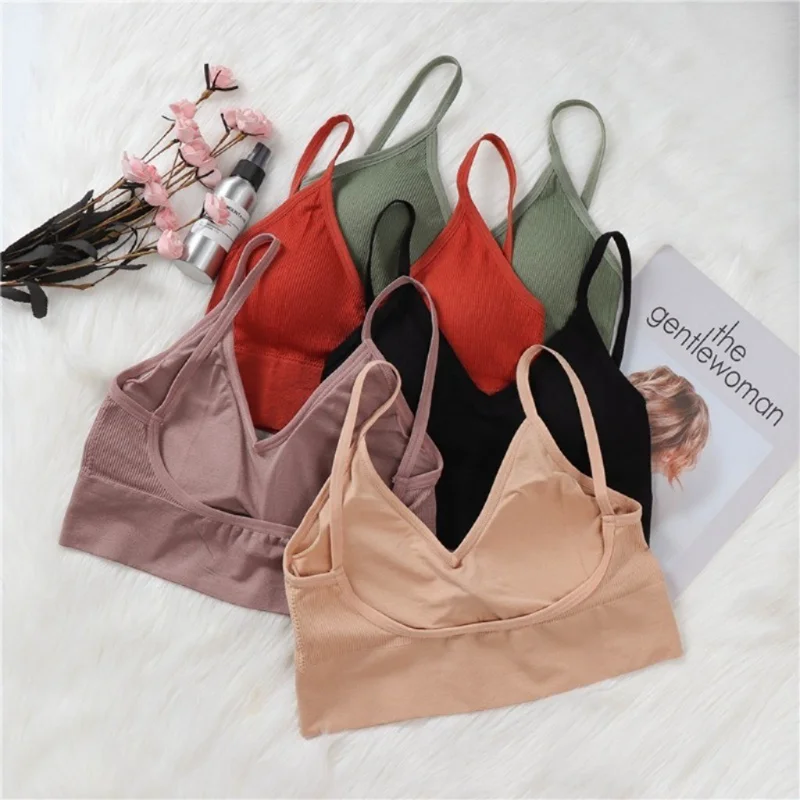 Kit 4 Women Seamless Bra Set, Sexy Beautiful Back Cotton Bra Comfortable Breathable Padded Bra Underwear