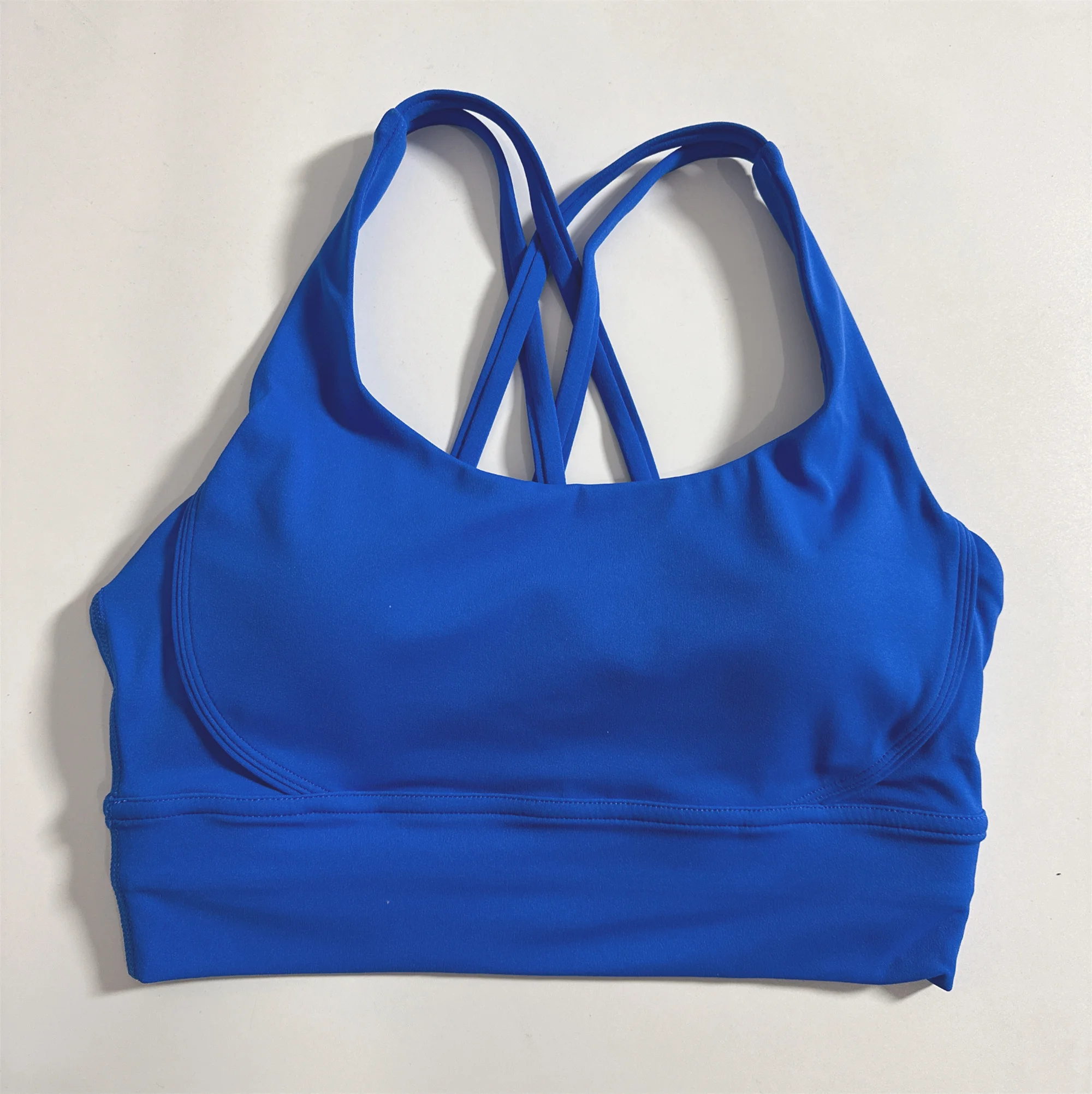 Solid Color Women Cross Back Fitness Underwear Soft Fitness Sport Bra Top Gym Yoga Athletic Workout With Chest Pad Comprehensive