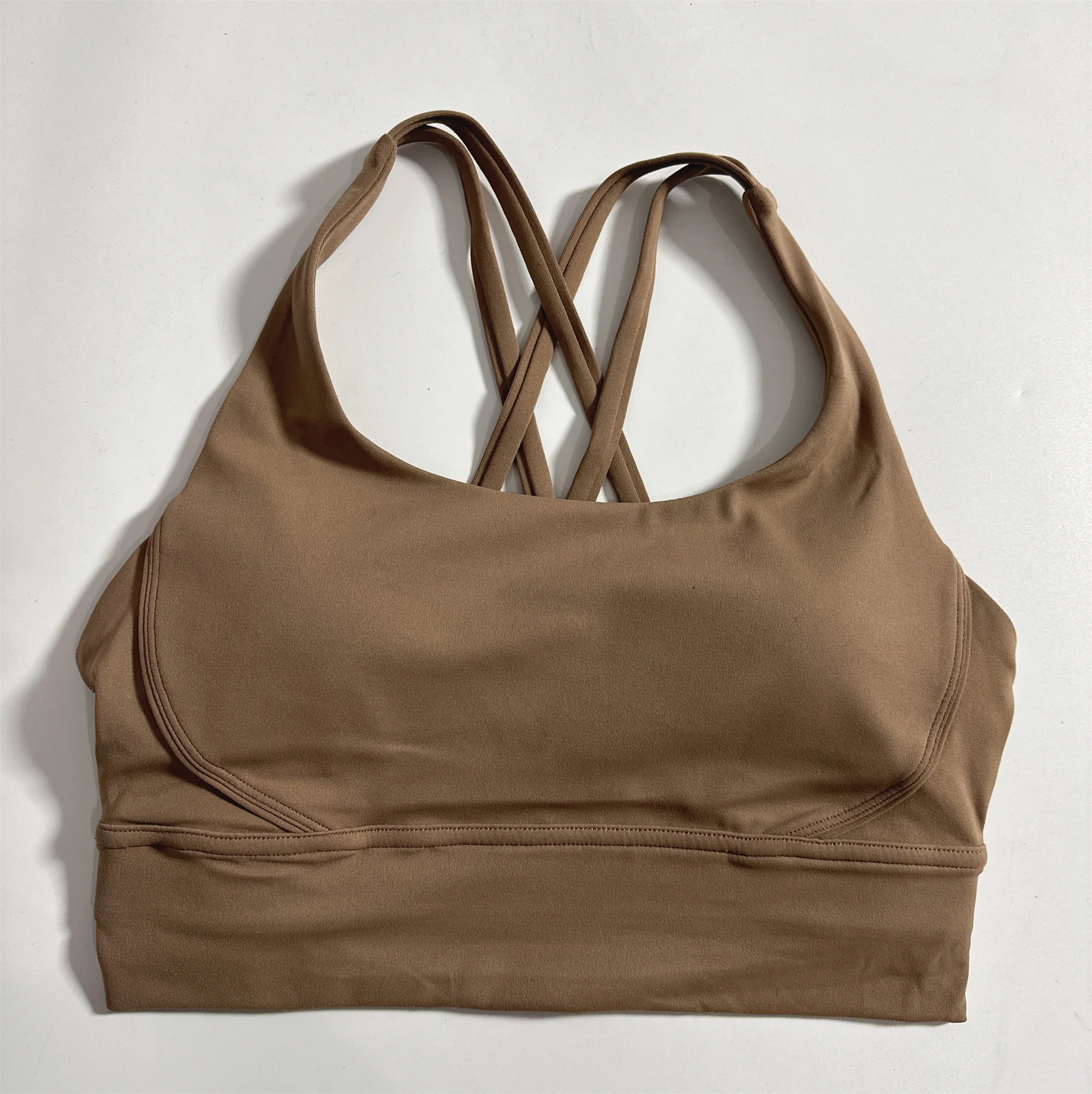 Solid Color Women Cross Back Fitness Underwear Soft Fitness Sport Bra Top Gym Yoga Athletic Workout With Chest Pad Comprehensive