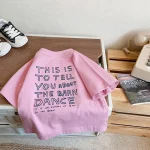 Pink Letter-Print Short-Sleeved Shirt