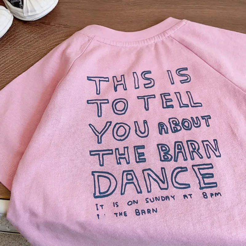 Pink Letter-Print Short-Sleeved Shirt Pink Letter-Print Short-Sleeved Shirt