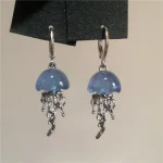Cute Blue Jellyfish Ocean Pendant Earrings
