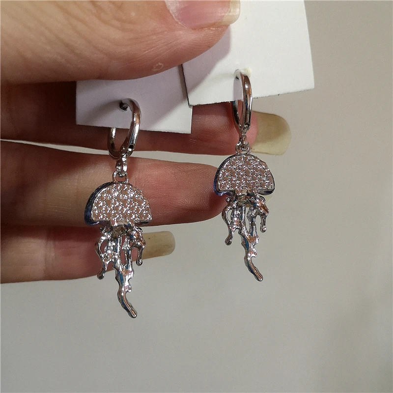 Cute Blue Jellyfish Ocean Pendant Earrings Cute Blue Jellyfish Ocean Pendant Earrings