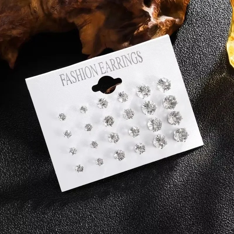 2 Pair Pack White Shiny Wedding Stud Earrings