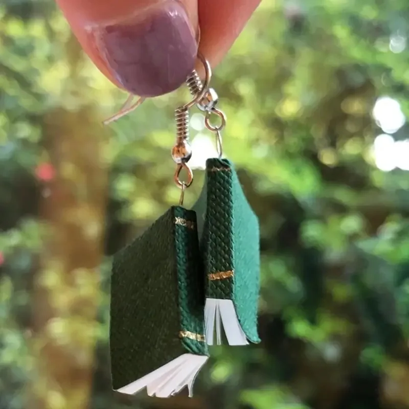 Three-dimensional Book Pendant Earrings Artistic