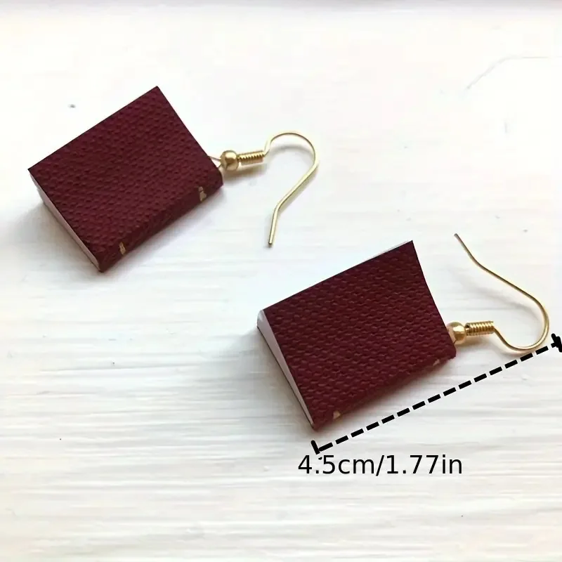 Three-dimensional Book Pendant Earrings Artistic