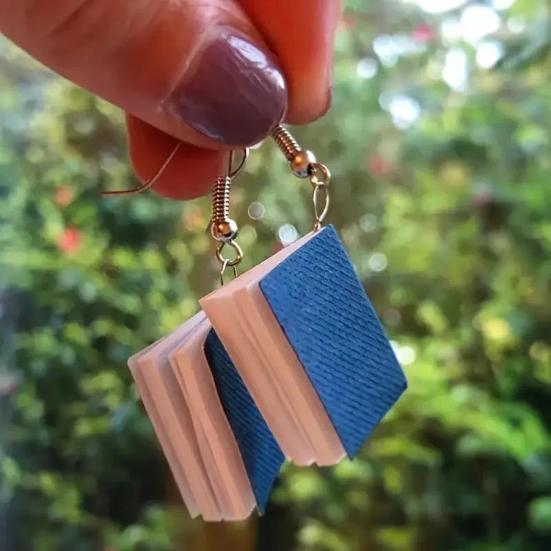 Three-dimensional Book Pendant Earrings Artistic