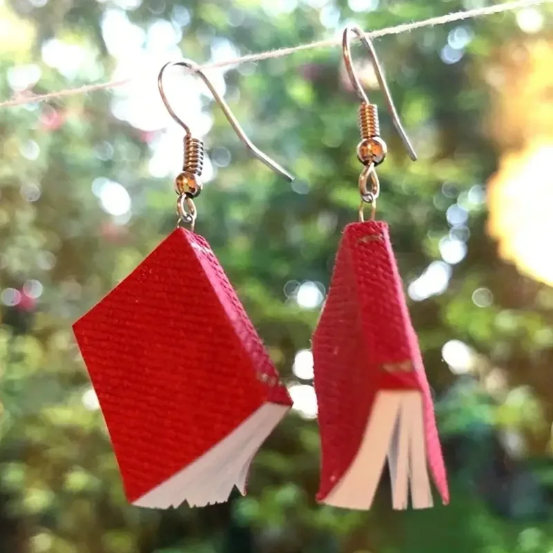 Three-dimensional Book Pendant Earrings Artistic