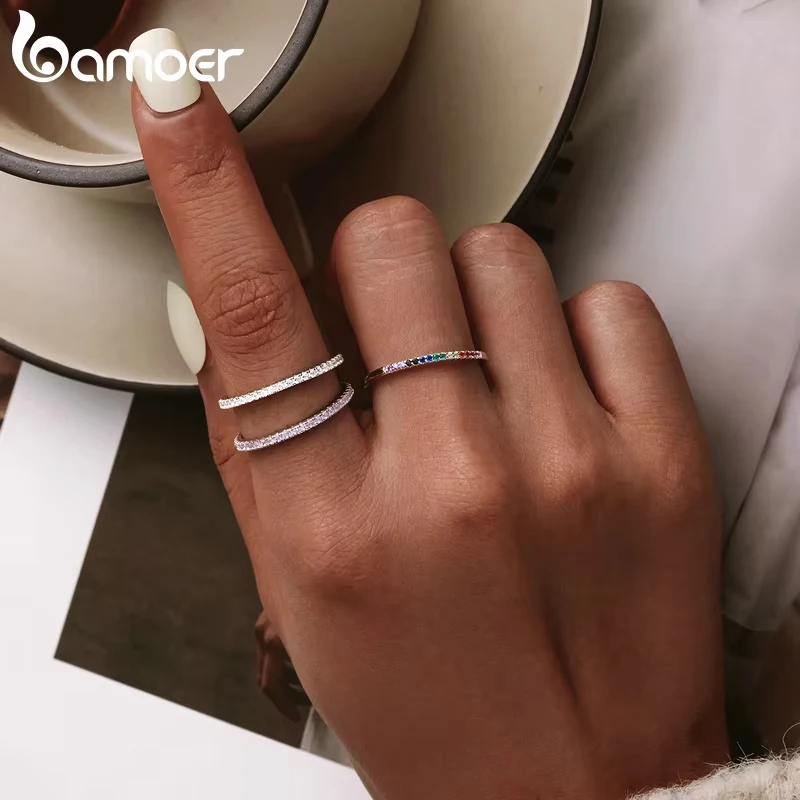 Sterling Silver Full Paved Simulated Diamond Stackable Rings - Image 2