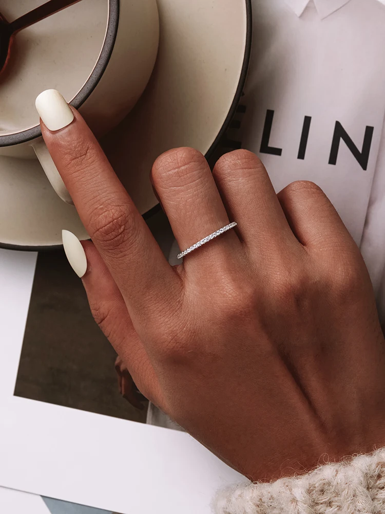 Sterling Silver Full Paved Simulated Diamond Stackable Rings Sterling Silver Full Paved Simulated Diamond Stackable Rings