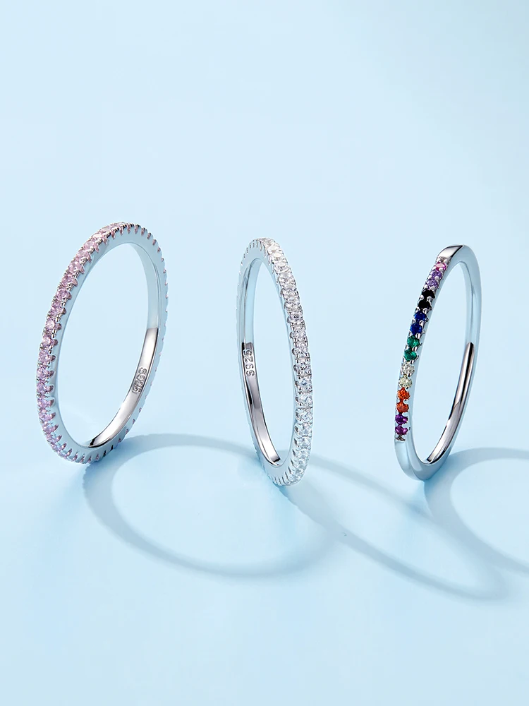 Sterling Silver Full Paved Simulated Diamond Stackable Rings Sterling Silver Full Paved Simulated Diamond Stackable Rings