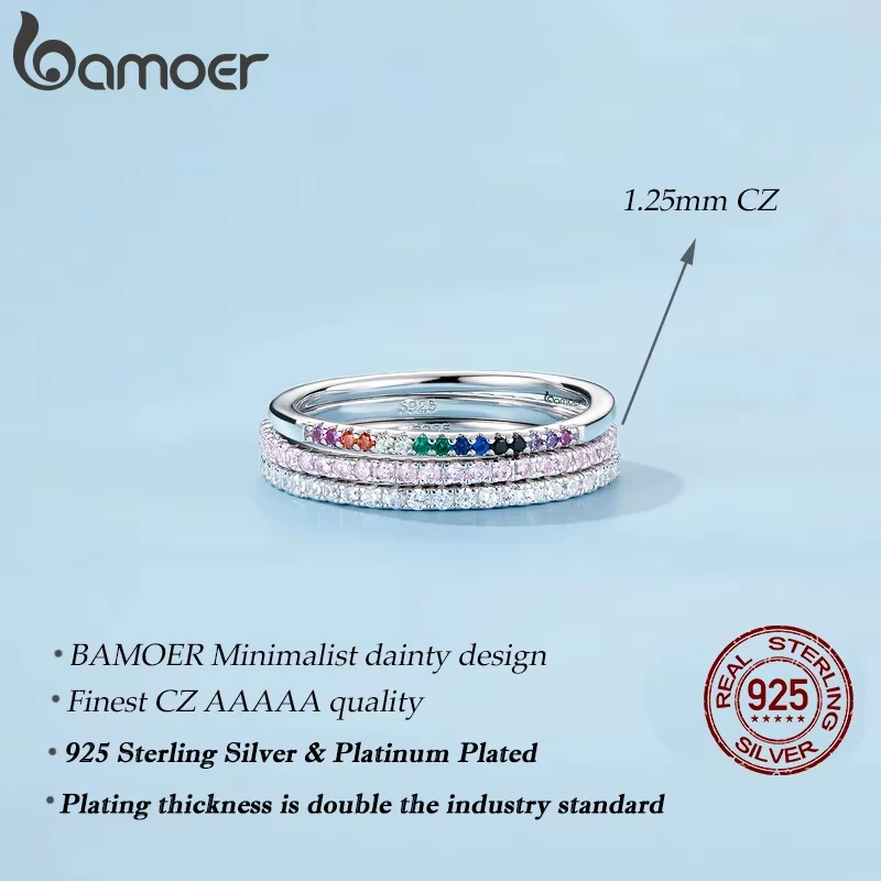 Sterling Silver Full Paved Simulated Diamond Stackable Rings - Image 5