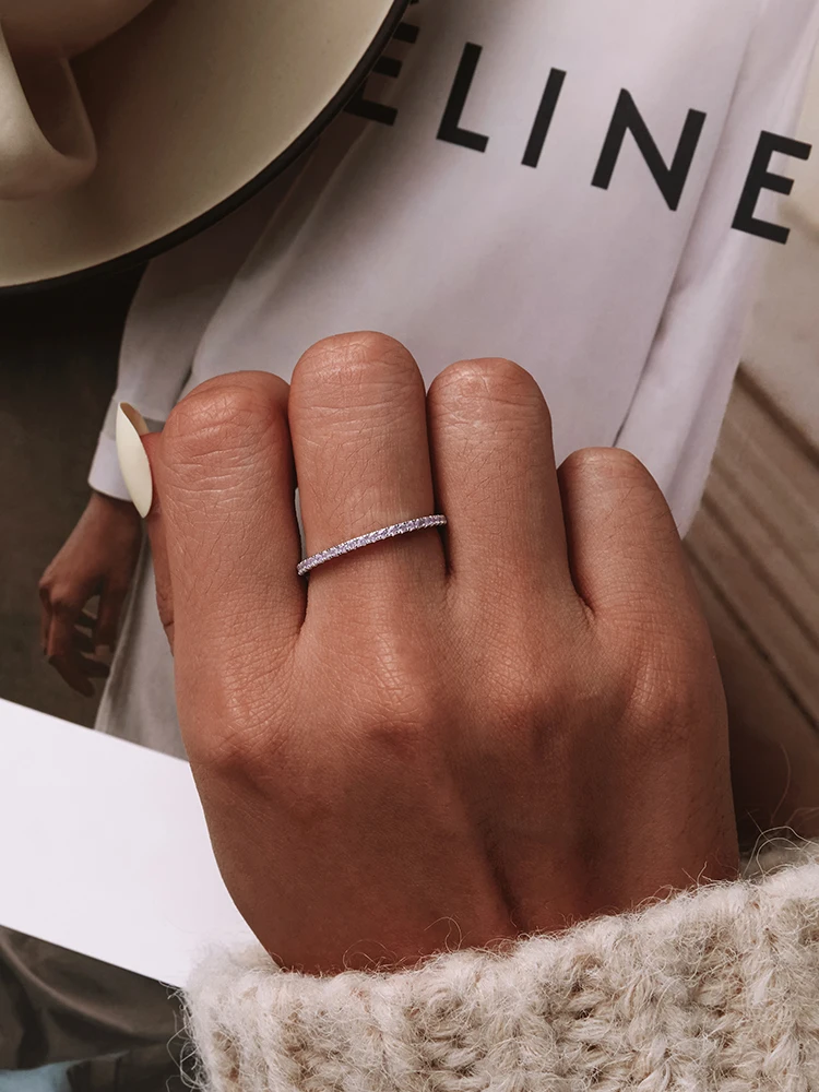 Sterling Silver Full Paved Simulated Diamond Stackable Rings Sterling Silver Full Paved Simulated Diamond Stackable Rings