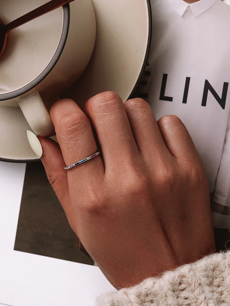 Sterling Silver Full Paved Simulated Diamond Stackable Rings Sterling Silver Full Paved Simulated Diamond Stackable Rings