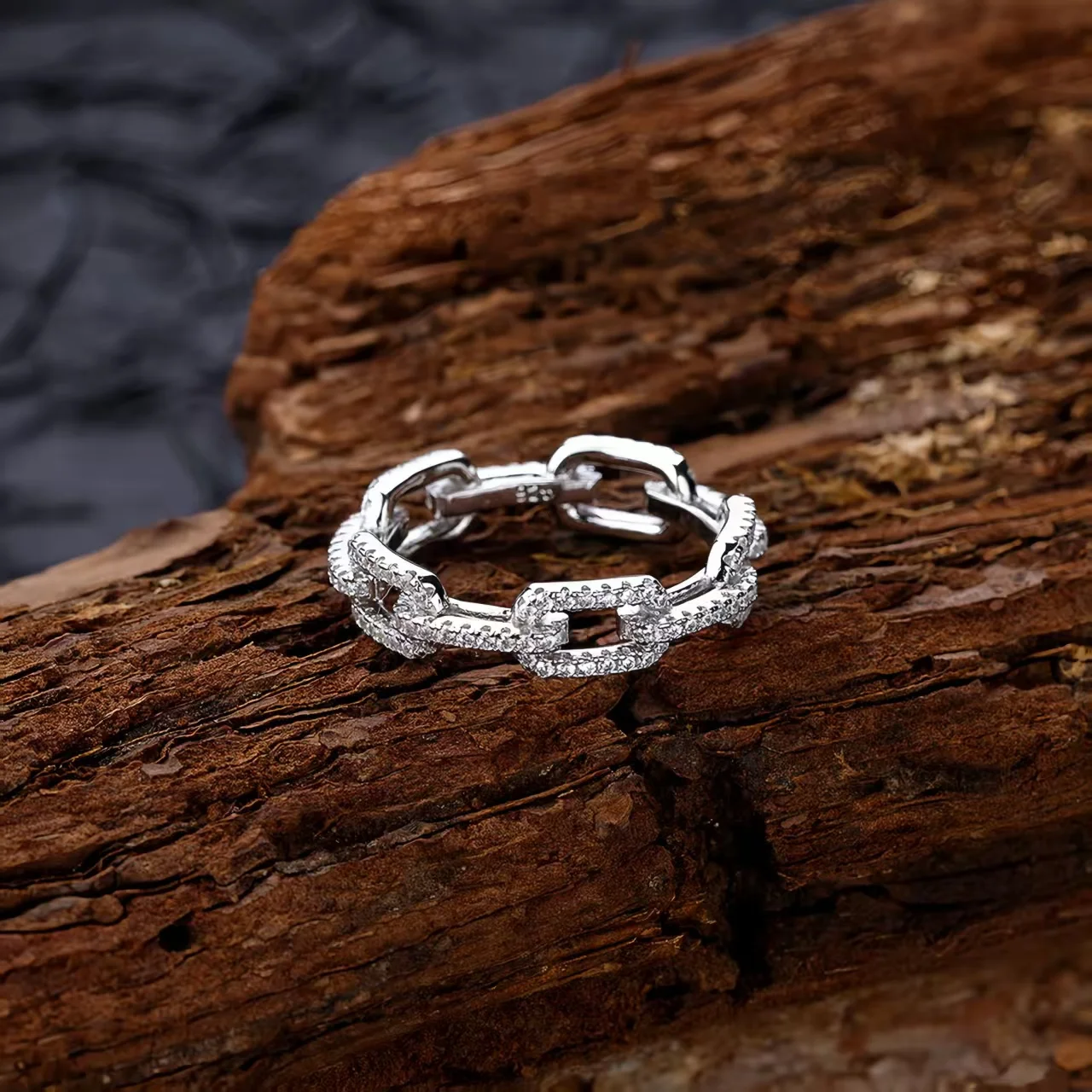 925 Sterling Silver Geometric Cubic Zirconia Stackable Ring