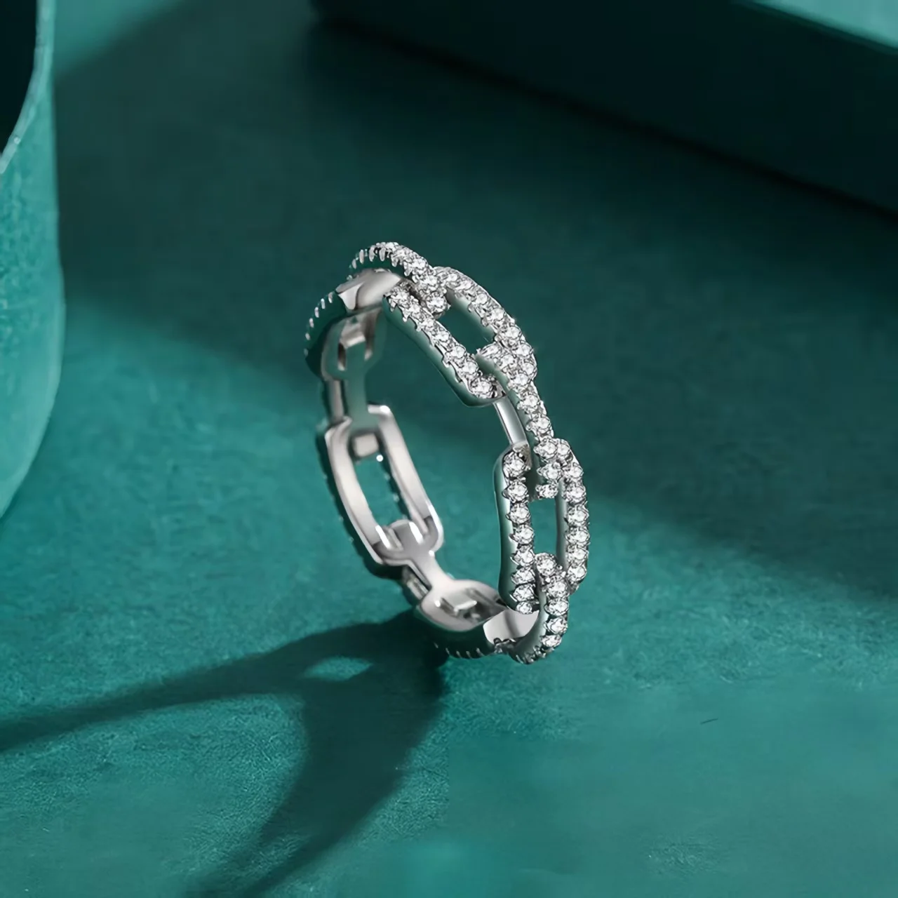 925 Sterling Silver Geometric Cubic Zirconia Stackable Ring