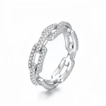 925 Sterling Silver Geometric Cubic Zirconia Stackable Ring