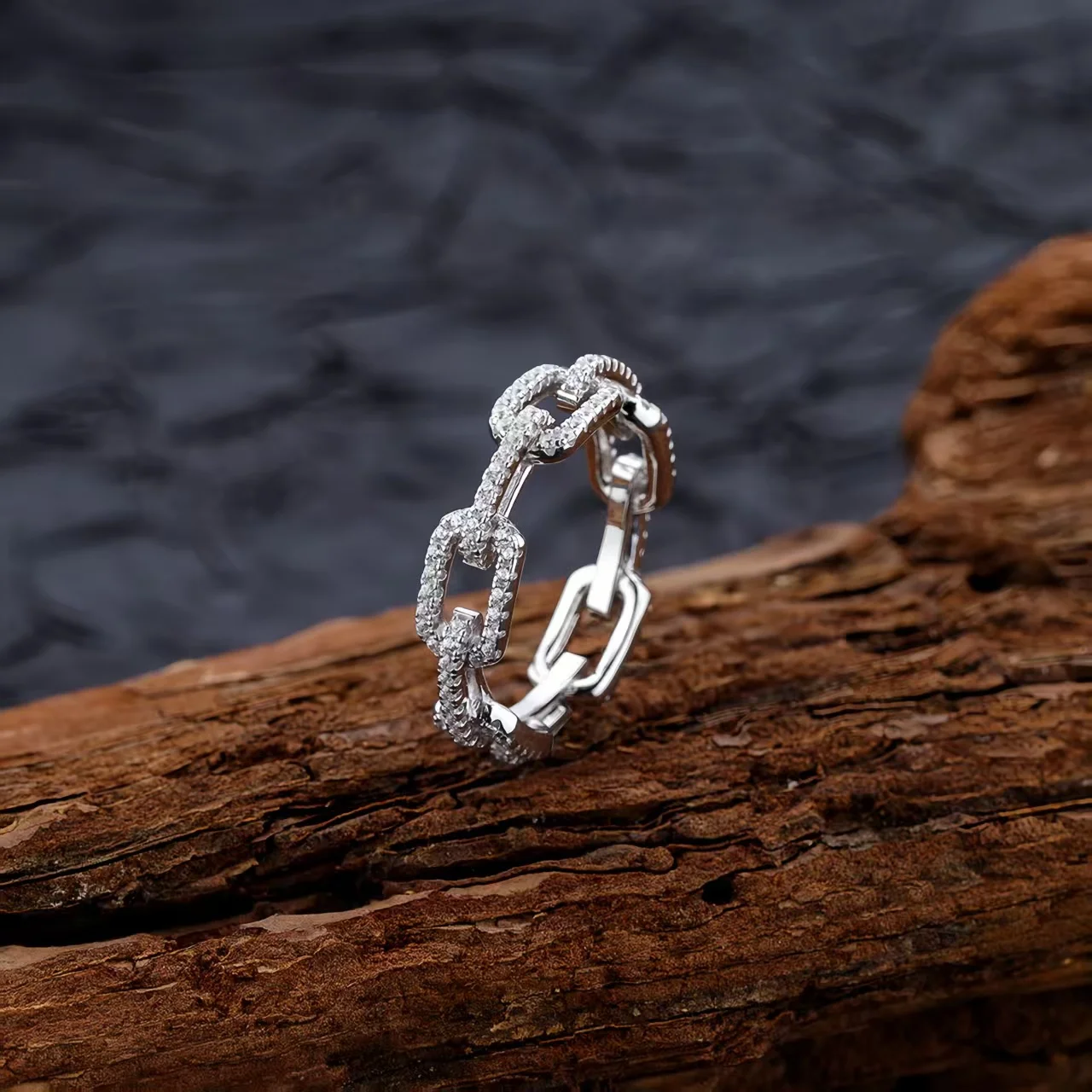925 Sterling Silver Geometric Cubic Zirconia Stackable Ring