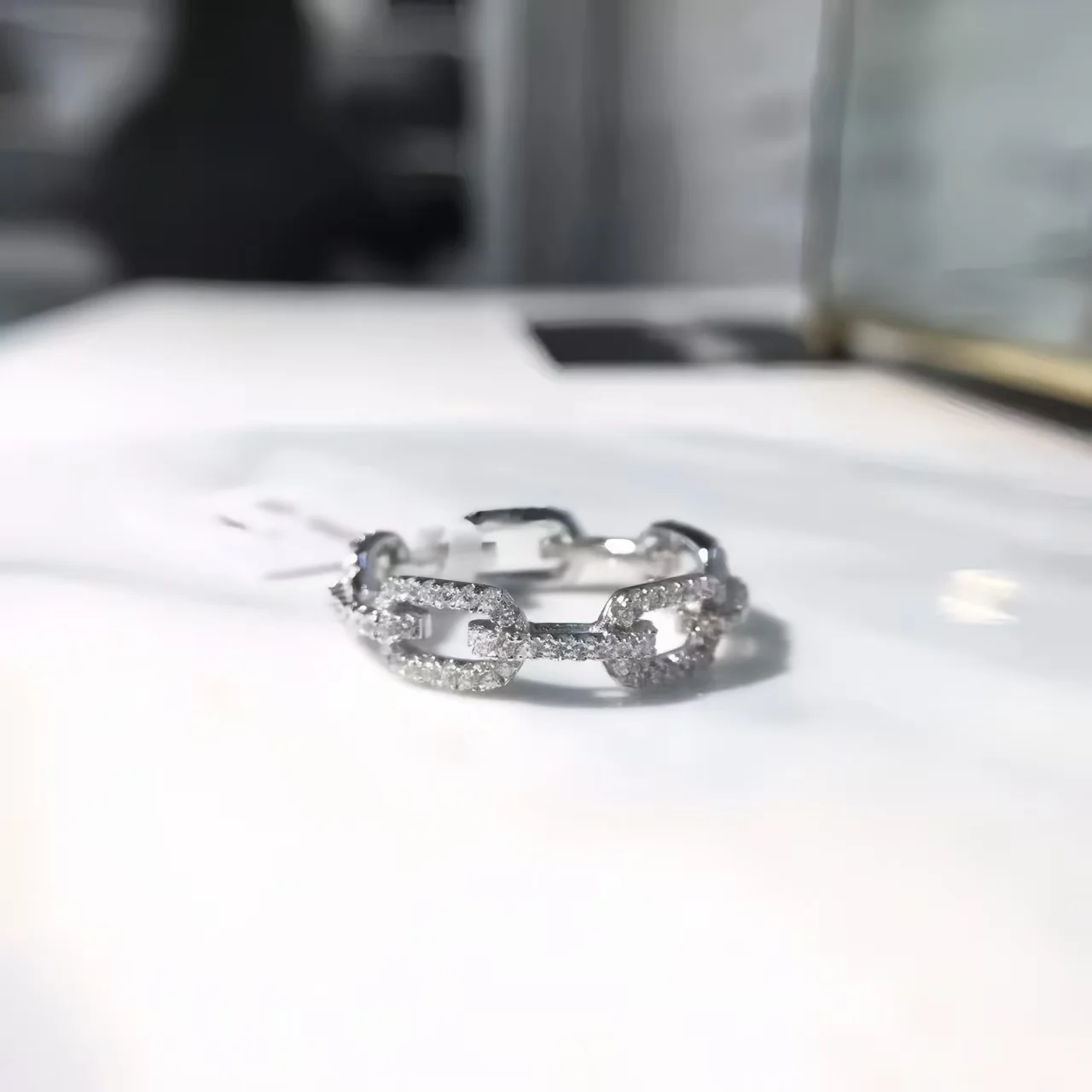 925 Sterling Silver Geometric Cubic Zirconia Stackable Ring