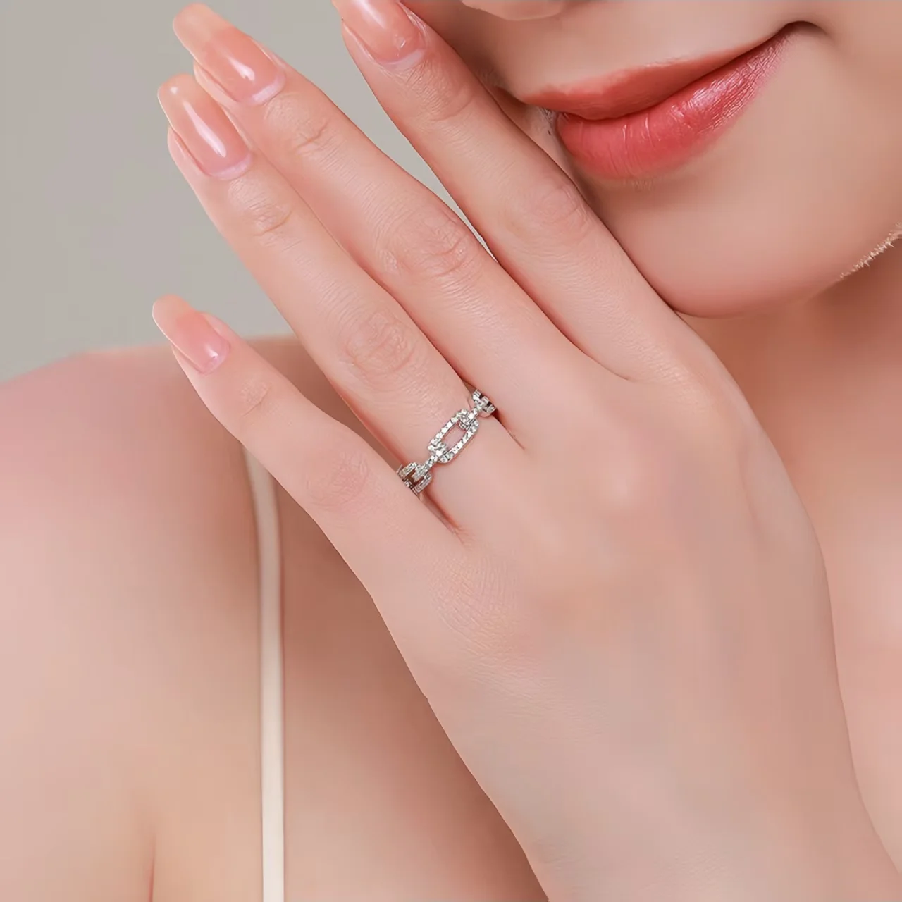 925 Sterling Silver Geometric Cubic Zirconia Stackable Ring