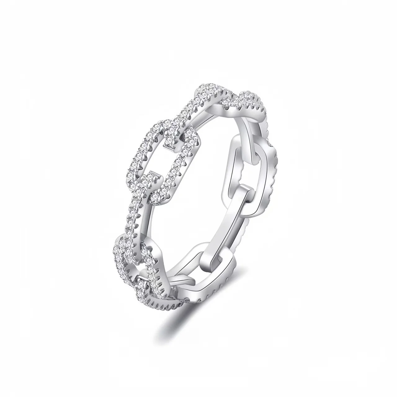 925 Sterling Silver Geometric Cubic Zirconia Stackable Ring