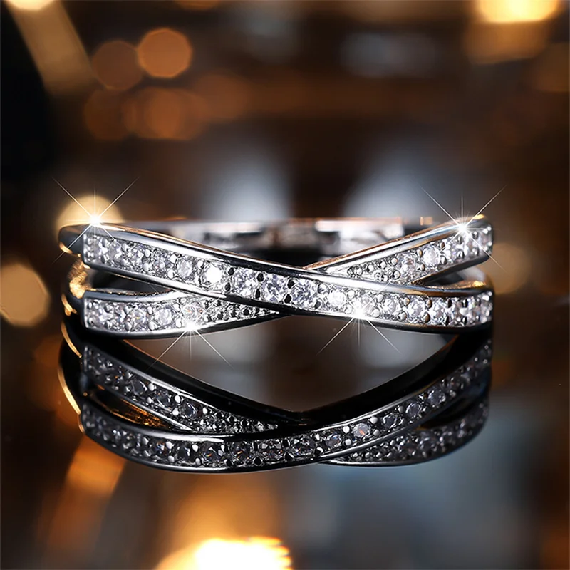 Minimalist Stacking Crossed Wedding Bands Black Gold Silver