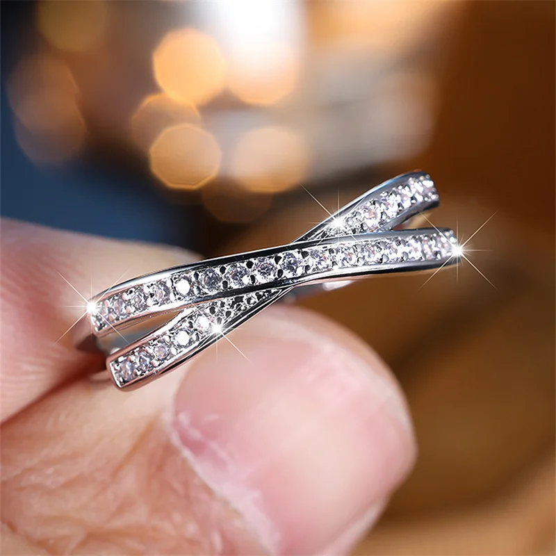 Minimalist Stacking Crossed Wedding Bands Black Gold Silver