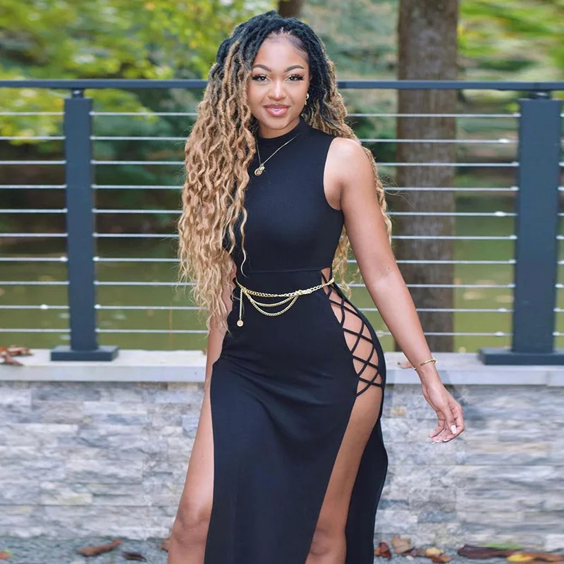 Black Sleeveless Bandage Sexy Dress for Women