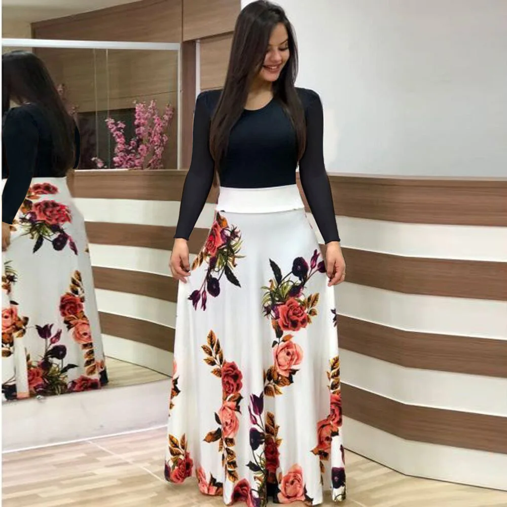 European/American style flower print short sleeved dress