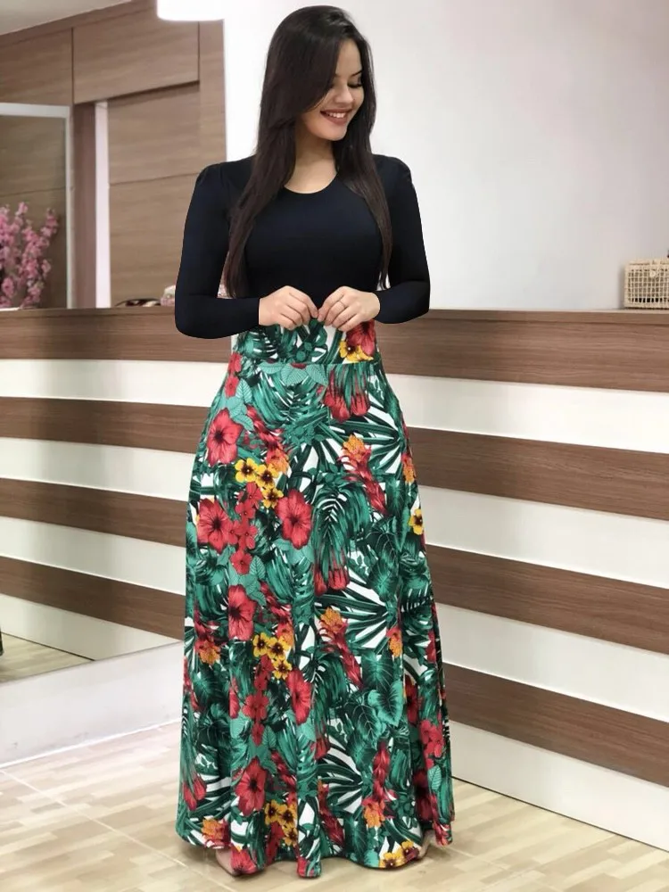 European/American style flower print short sleeved dress