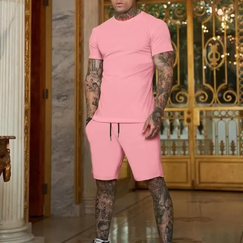 Men's sportswear short sleeved t-shirt and shorts set
