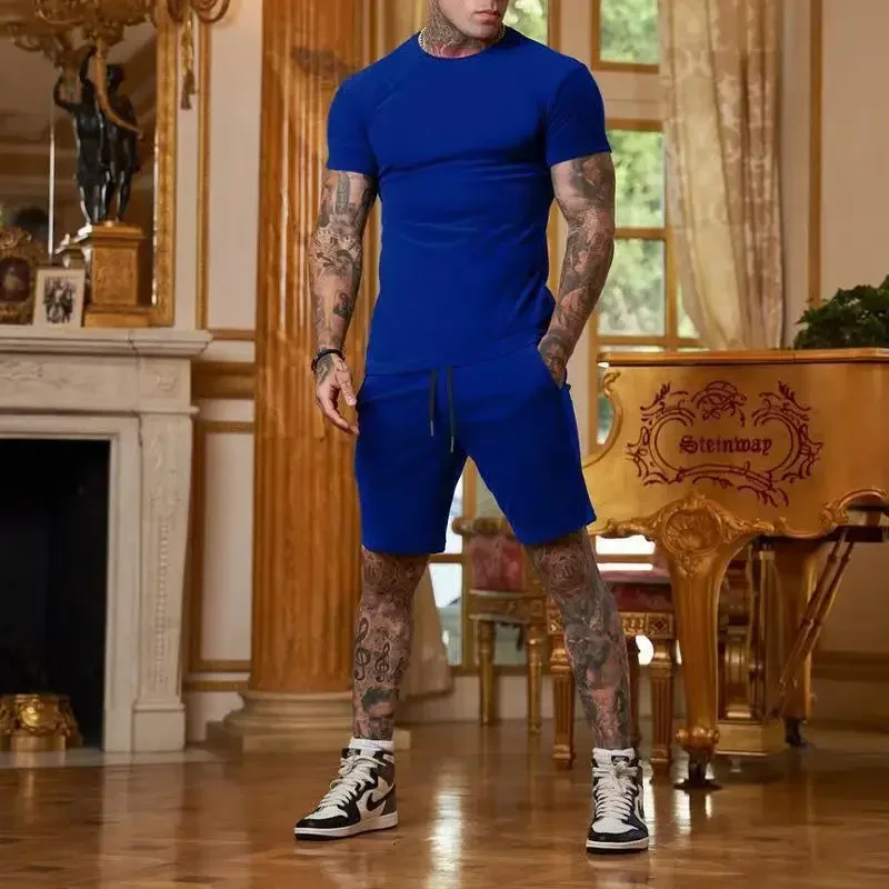 Men's sportswear short sleeved t-shirt and shorts set