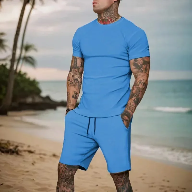 Men's sportswear short sleeved t-shirt and shorts set