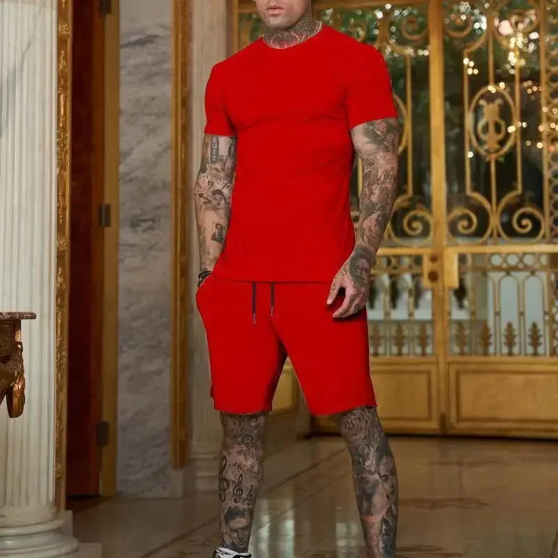 Men's sportswear short sleeved t-shirt and shorts set