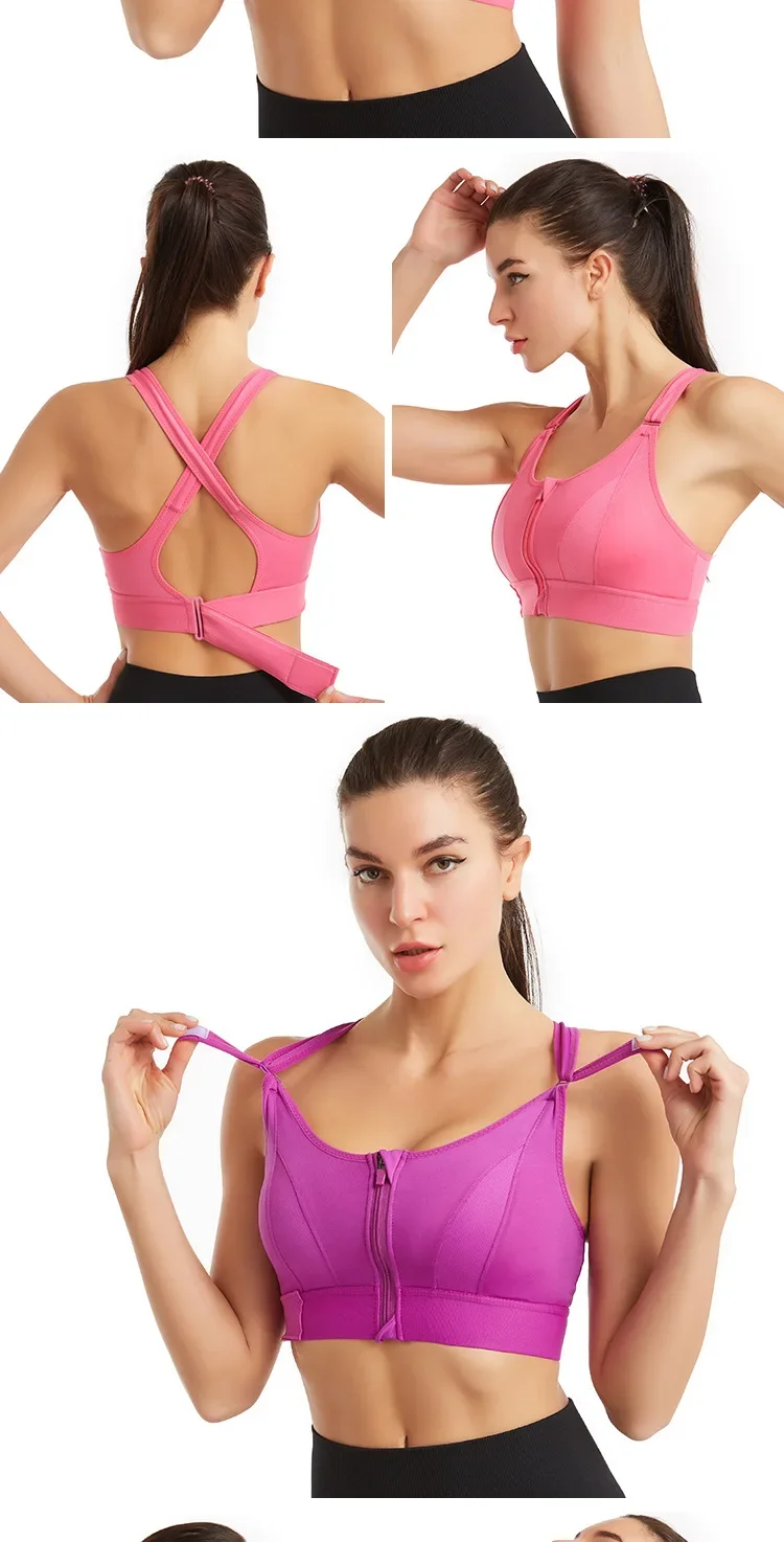 Women Sports Bras Tights Crop Top Yoga Vest Front Zipper Plus Size Adjustable Strap Shockproof Gym Fitness Athletic Brassiere Women Sports Bras Tights Crop Top Yoga Vest Front Zipper Plus Size Adjustable Strap Shockproof Gym Fitness Athletic Brassiere
