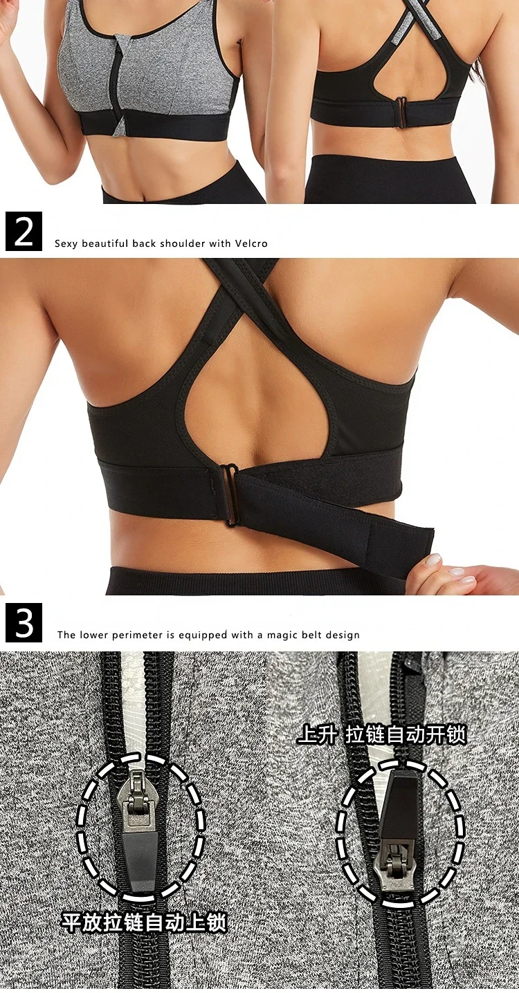 Women Sports Bras Tights Crop Top Yoga Vest Front Zipper Plus Size Adjustable Strap Shockproof Gym Fitness Athletic Brassiere Women Sports Bras Tights Crop Top Yoga Vest Front Zipper Plus Size Adjustable Strap Shockproof Gym Fitness Athletic Brassiere