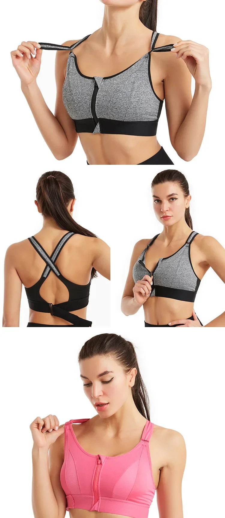 Women Sports Bras Tights Crop Top Yoga Vest Front Zipper Plus Size Adjustable Strap Shockproof Gym Fitness Athletic Brassiere Women Sports Bras Tights Crop Top Yoga Vest Front Zipper Plus Size Adjustable Strap Shockproof Gym Fitness Athletic Brassiere