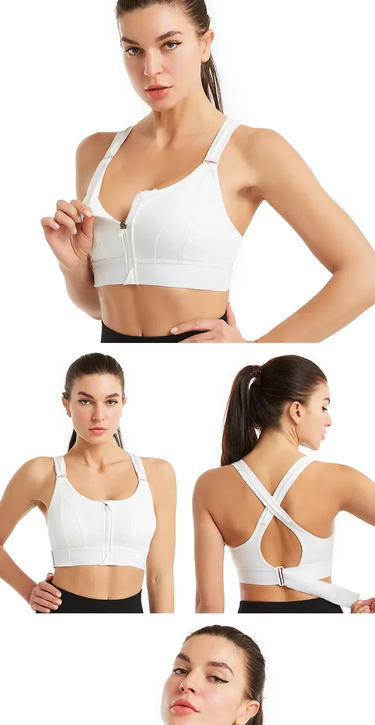 Women Sports Bras Tights Crop Top Yoga Vest Front Zipper Plus Size Adjustable Strap Shockproof Gym Fitness Athletic Brassiere Women Sports Bras Tights Crop Top Yoga Vest Front Zipper Plus Size Adjustable Strap Shockproof Gym Fitness Athletic Brassiere