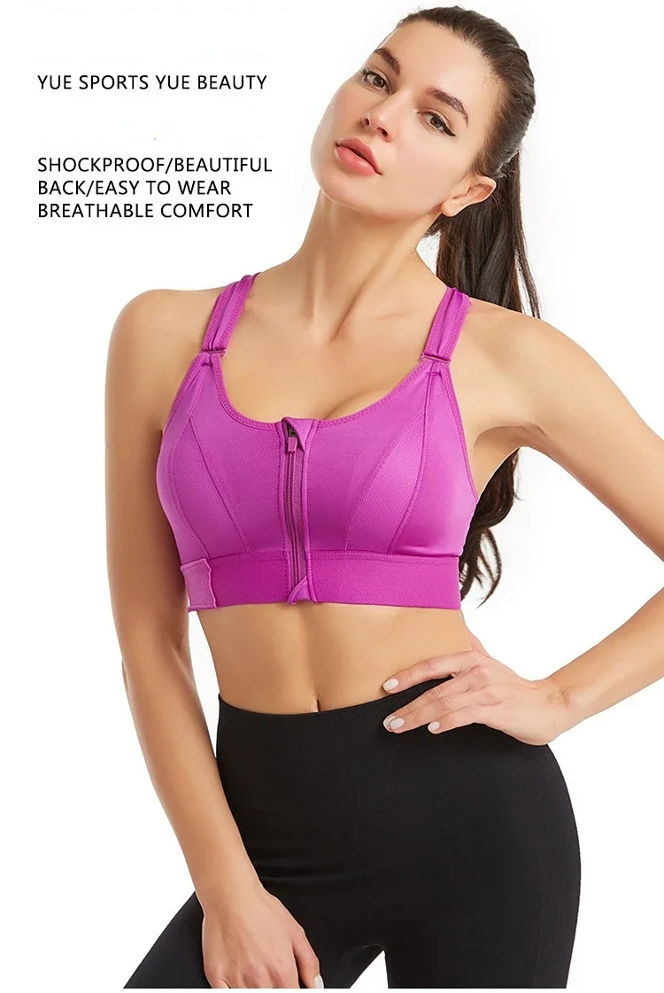 Women Sports Bras Tights Crop Top Yoga Vest Front Zipper Plus Size Adjustable Strap Shockproof Gym Fitness Athletic Brassiere Women Sports Bras Tights Crop Top Yoga Vest Front Zipper Plus Size Adjustable Strap Shockproof Gym Fitness Athletic Brassiere