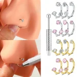 2pcs Horseshoe Nose Rings w/Ball Grabber