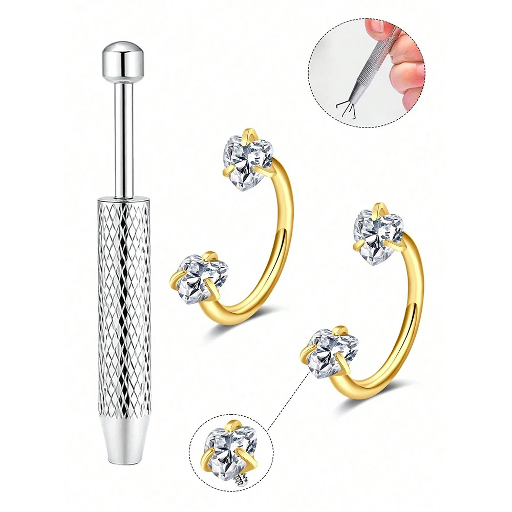 2pcs Horseshoe Nose Rings w/Ball Grabber 2pcs Horseshoe Nose Rings w/Ball Grabber