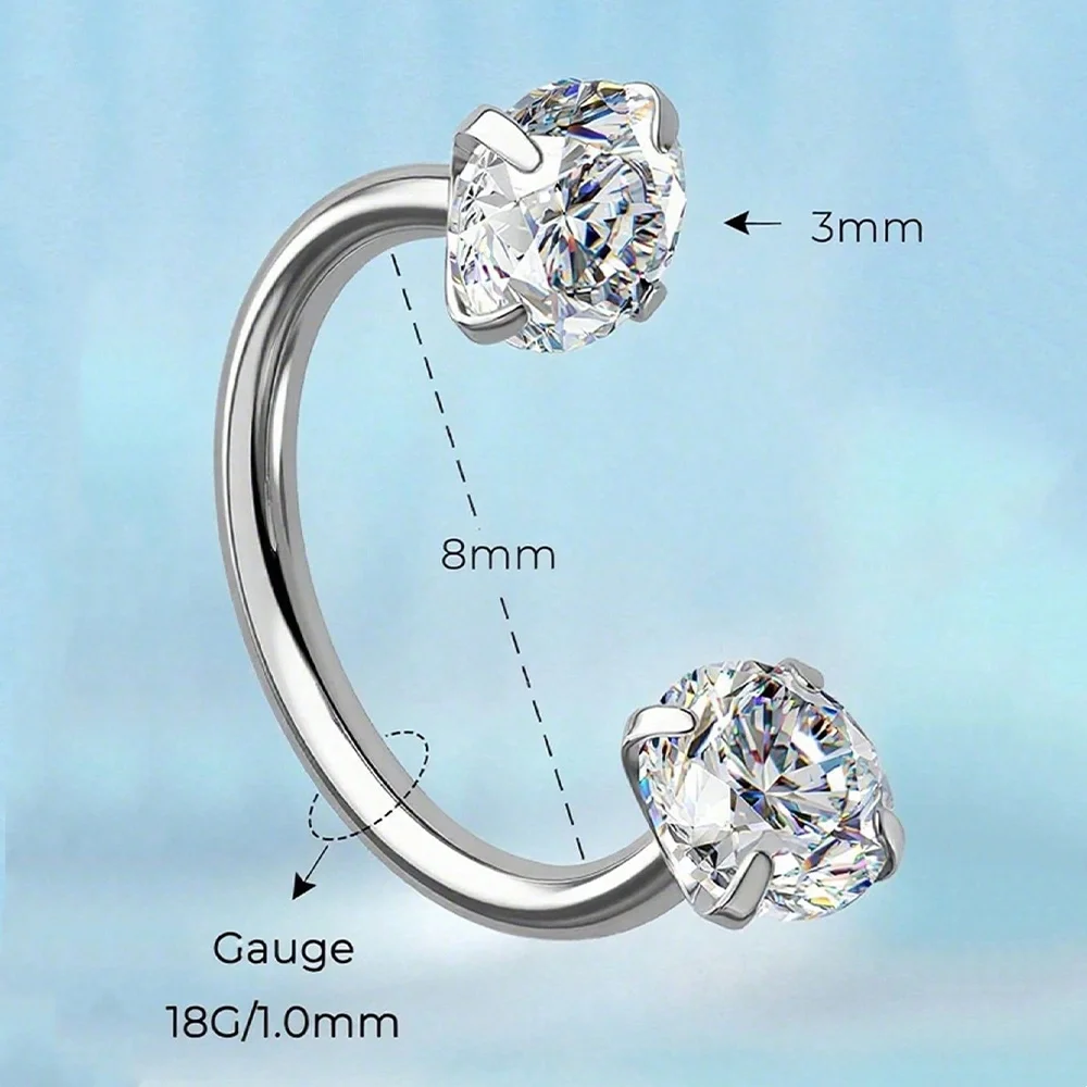 2pcs Horseshoe Nose Rings w/Ball Grabber 2pcs Horseshoe Nose Rings w/Ball Grabber