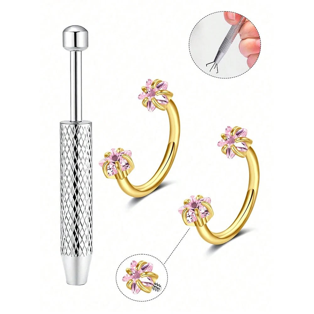 2pcs Horseshoe Nose Rings w/Ball Grabber 2pcs Horseshoe Nose Rings w/Ball Grabber