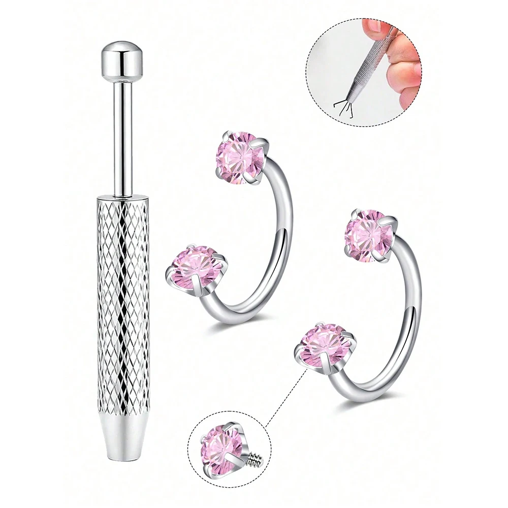2pcs Horseshoe Nose Rings w/Ball Grabber 2pcs Horseshoe Nose Rings w/Ball Grabber
